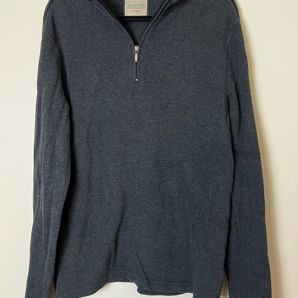 Marvin Richards New York 1/4 Zip Sweater 100% cotton size XL